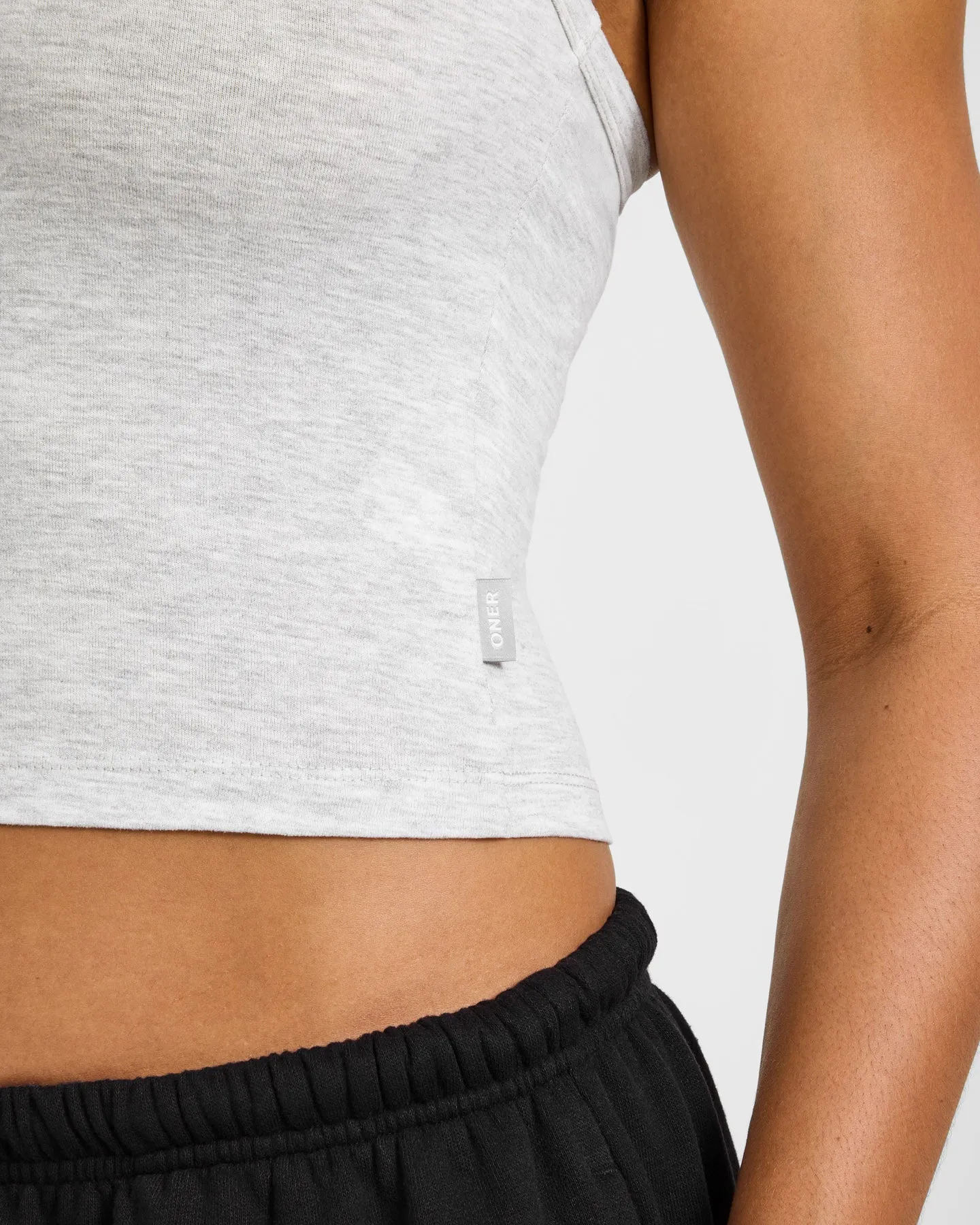 Cotton Fitted Mid Vest with Grey Logo | Light Grey Marl sold by Oner Active product image thumbnail 5