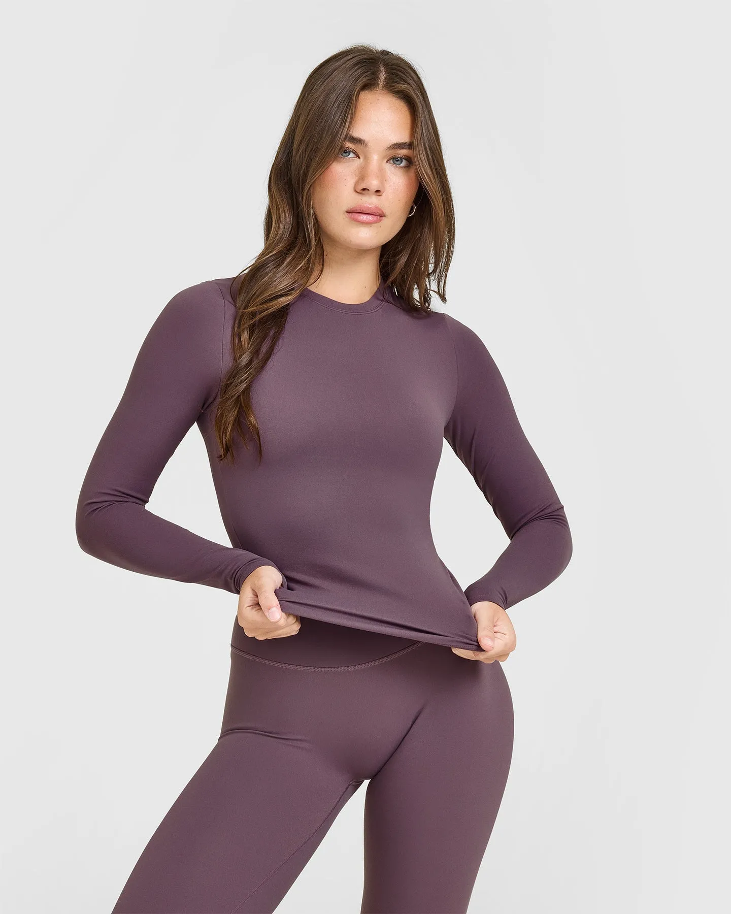 SoftMotion™ Long Sleeve Top with White Logo | Vintage Purple sold by Oner Active