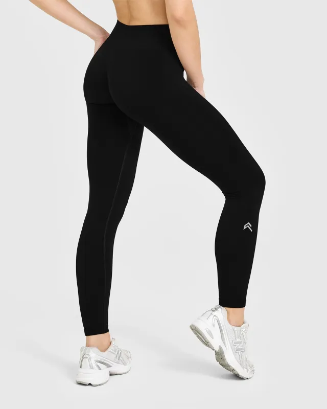 EnhanceLift™ Seamless Leggings with White Logo | Black sold by Oner Active