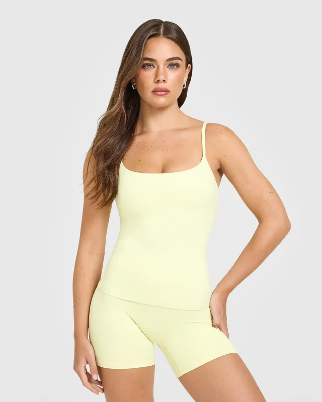 SoftMotion™ Strappy Vest with Built in Bra Shelf | Pastel Yellow sold by Oner Active
