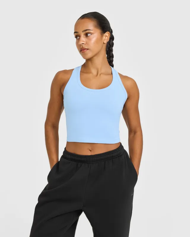 Cotton Fitted Mid Vest | Washed Powdered Blue sold by Oner Active