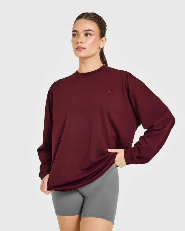 Classic Oversized Lightweight Long Sleeve Top | Rosewood sold by Oner Active