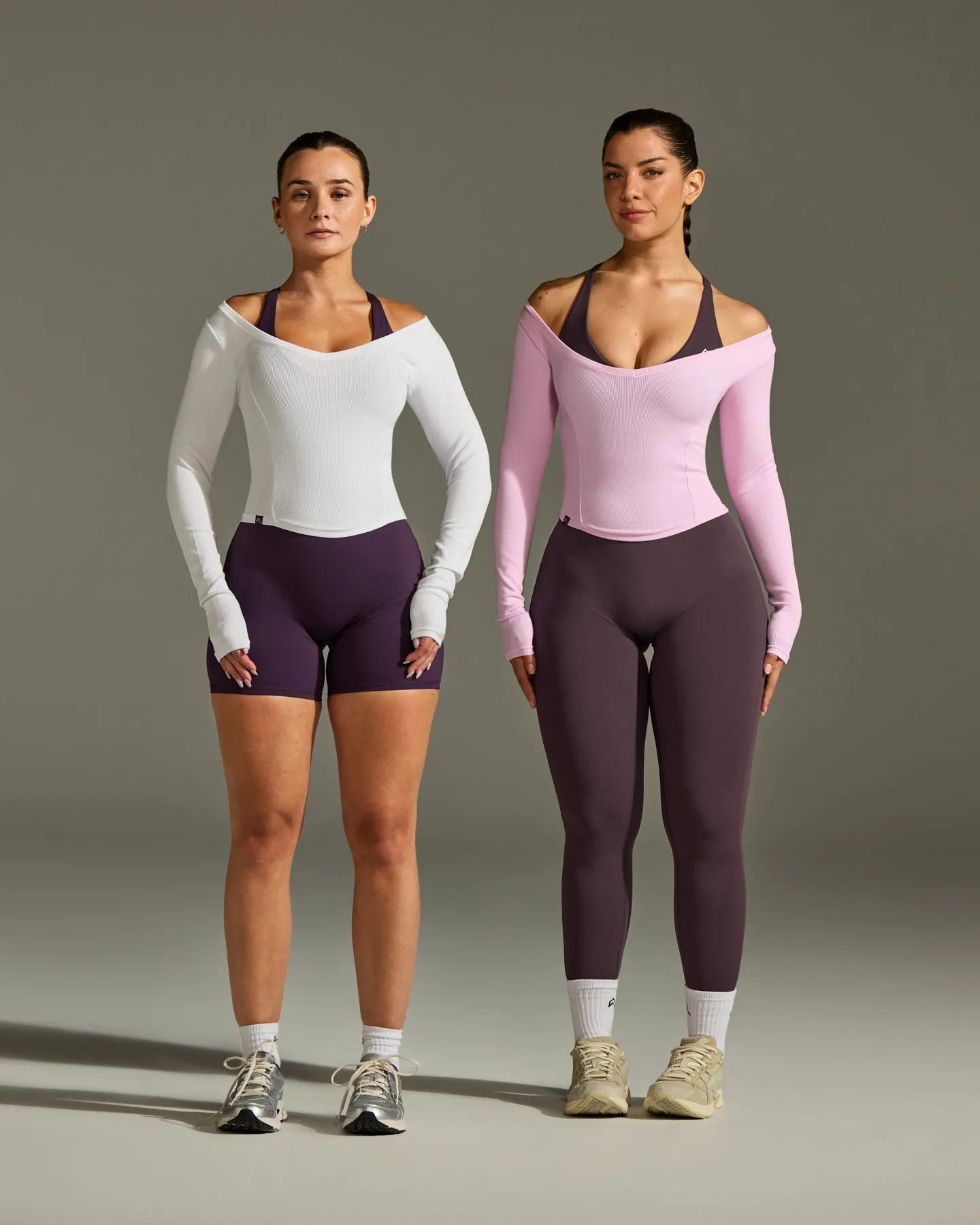 Mellow™ Rib V Neck Mid Long Sleeve Top | White sold by Oner Active product image thumbnail 2