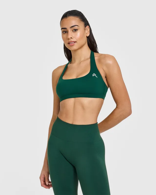 EasyLift™ Halter Bralette with White Logo | Racing Green sold by Oner Active