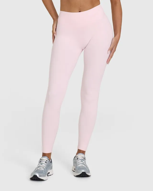SoftMotion™ Leggings with White Logo | Ballet Pink sold by Oner Active