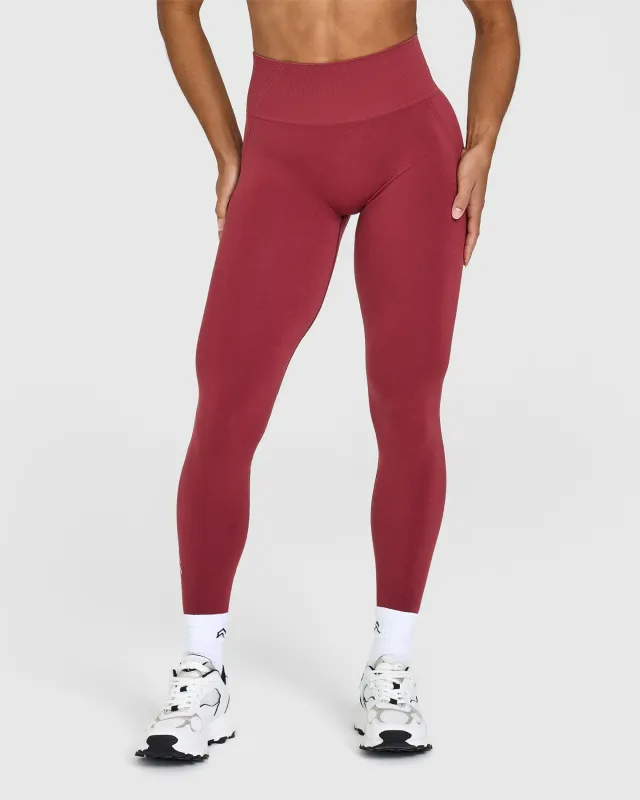 Effortless Seamless Leggings with White Logo | Burnt Cherry sold by Oner Active