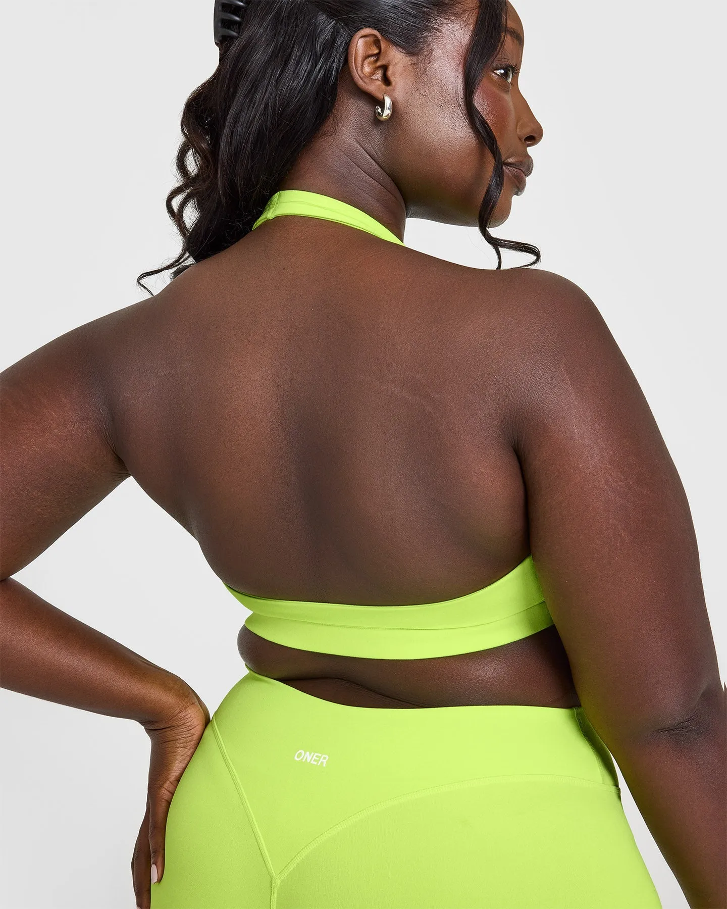 EasyLift™ Halter Bralette with White Logo | Citrus Green sold by Oner Active product image thumbnail 4