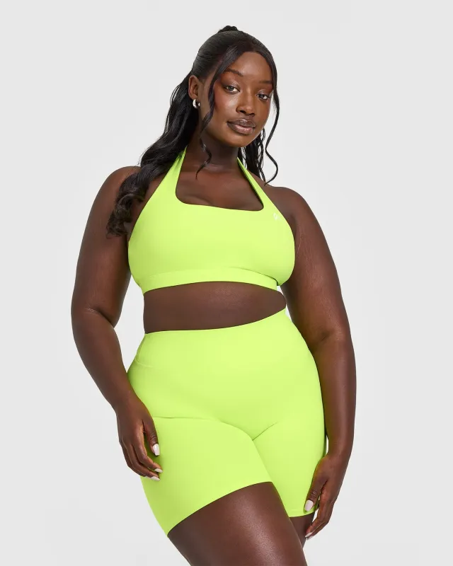 EasyLift™ Halter Bralette with White Logo | Citrus Green sold by Oner Active