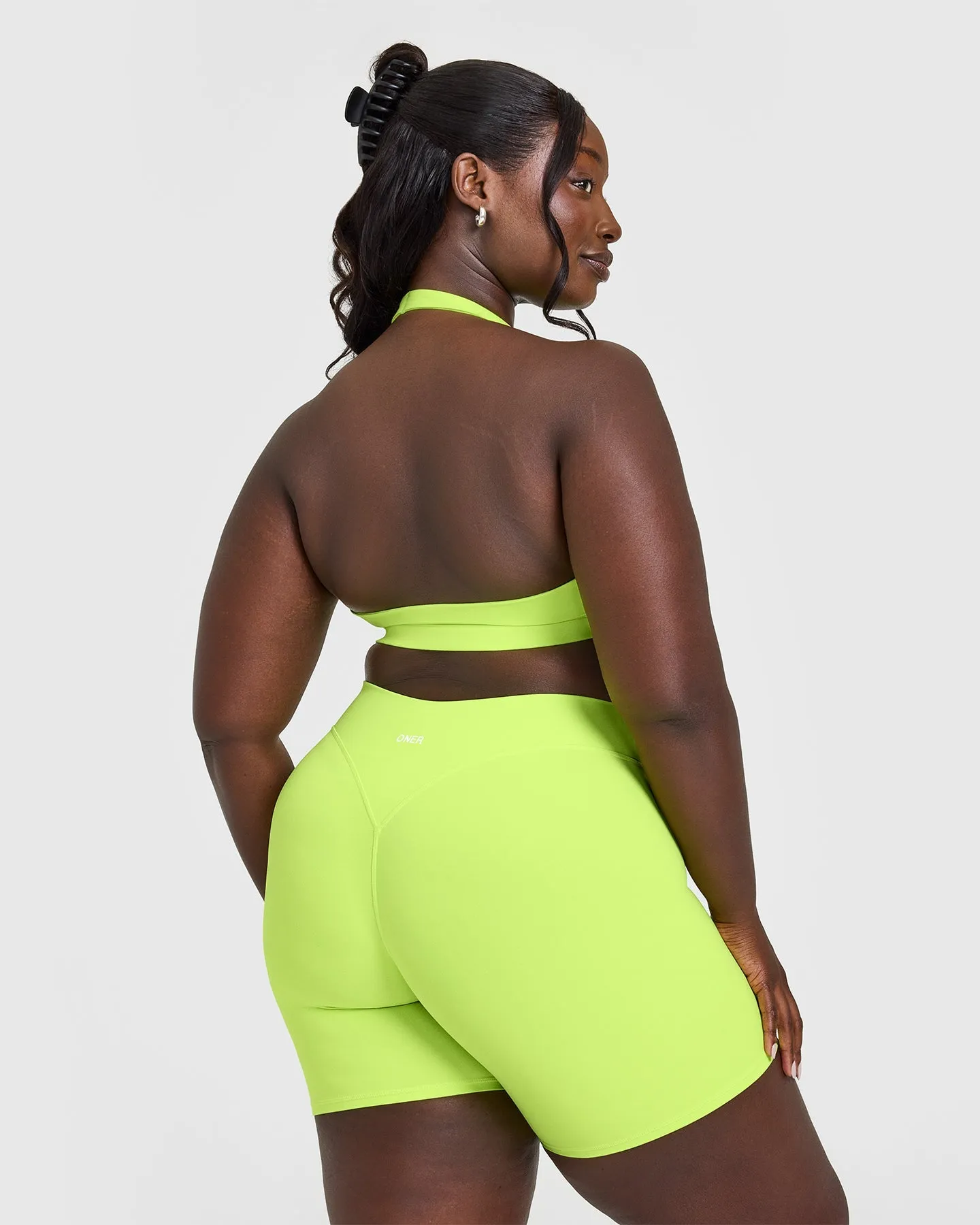 EasyLift™ Halter Bralette with White Logo | Citrus Green sold by Oner Active product image thumbnail 2