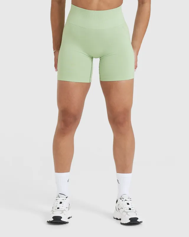Effortless Seamless Shorts with White Logo | Mint Green sold by Oner Active