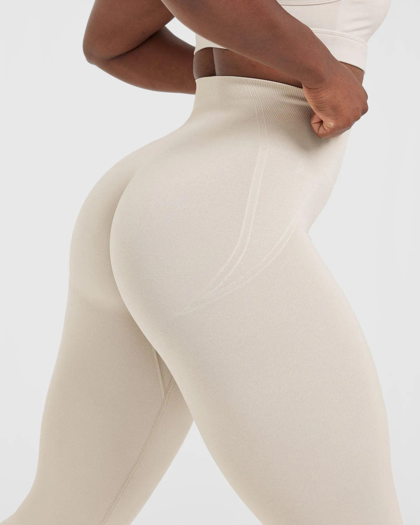 Effortless Seamless Leggings with White Logo | Sand sold by Oner Active product image thumbnail 5