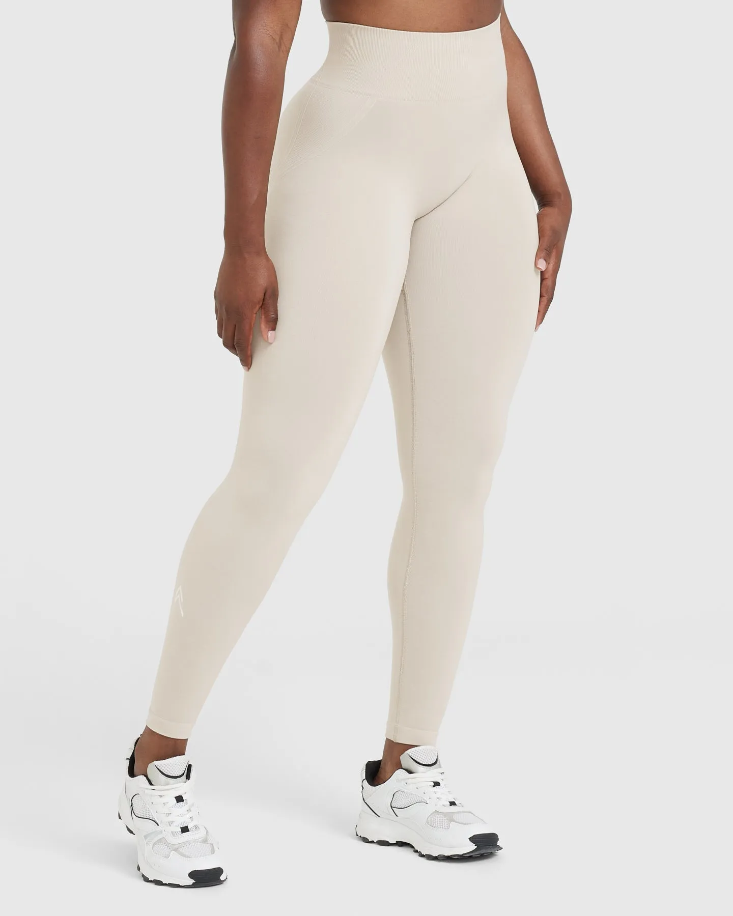 Effortless Seamless Leggings with White Logo | Sand sold by Oner Active product image thumbnail 3