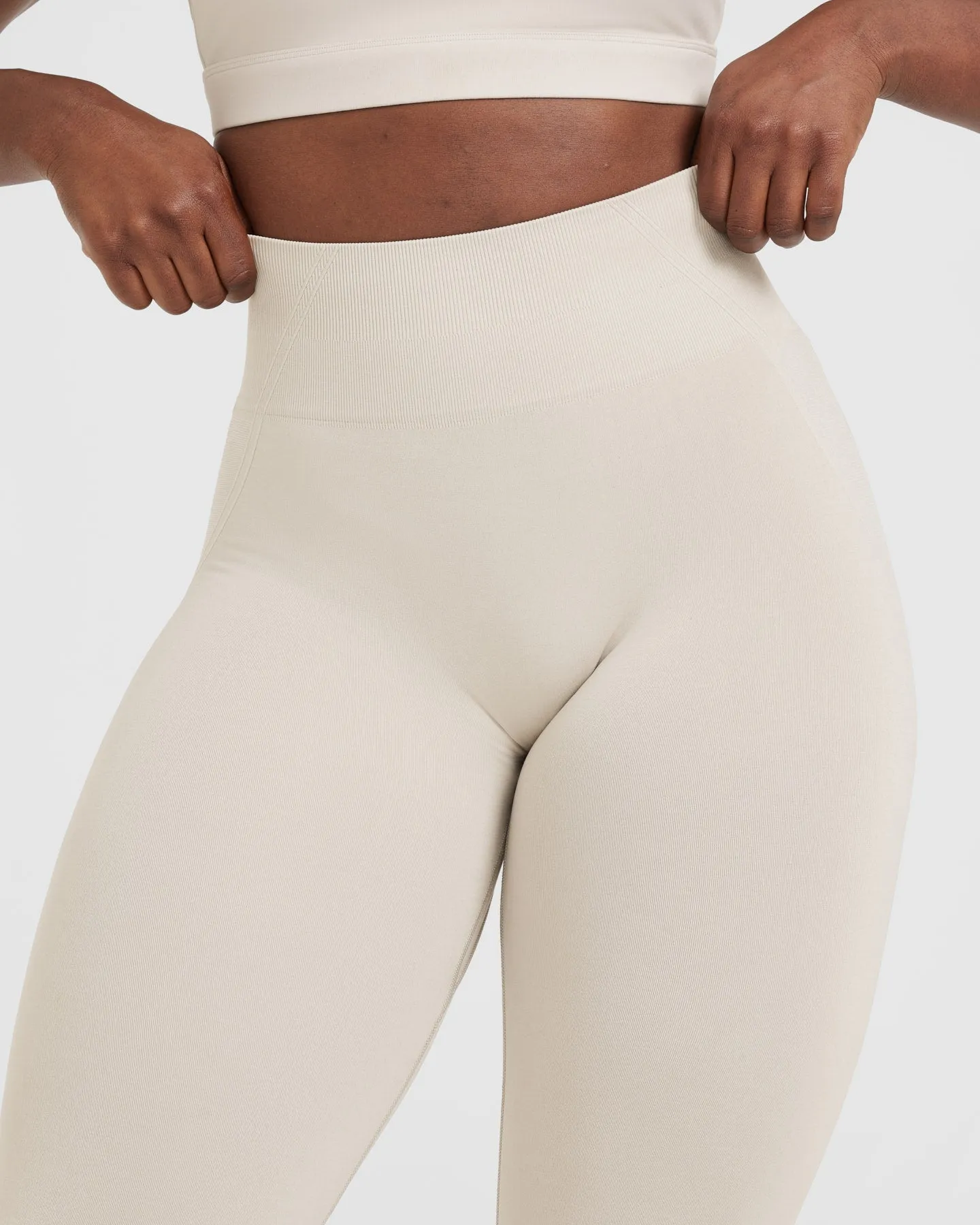 Effortless Seamless Leggings with White Logo | Sand sold by Oner Active product image thumbnail 4