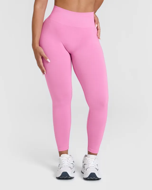 Effortless Seamless Leggings with White Logo | Power Pink sold by Oner Active