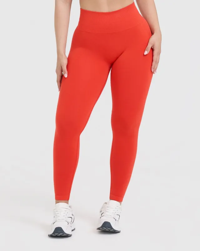 Effortless Seamless Leggings with White Logo | Charged Orange sold by Oner Active