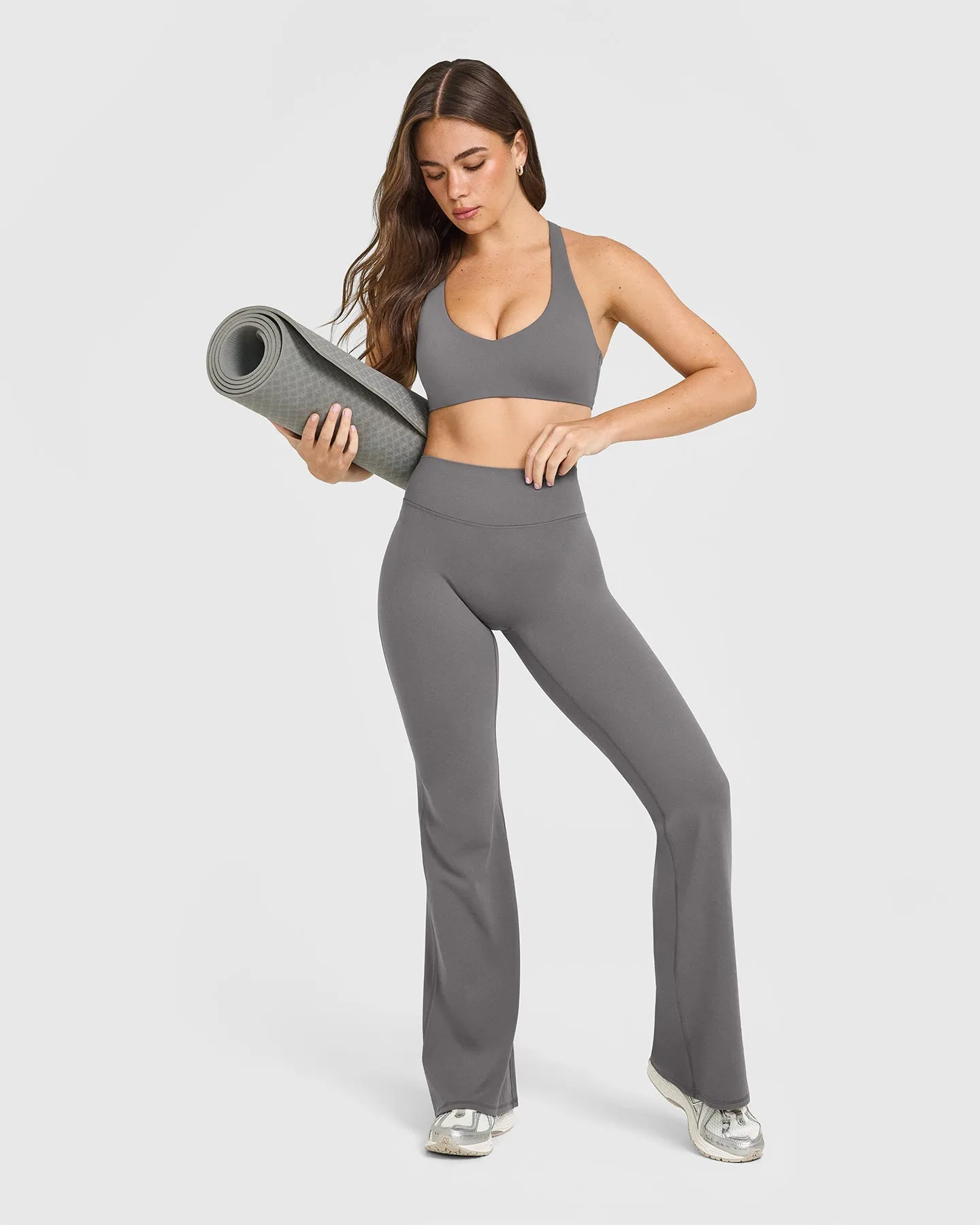 SoftMotion™ Flared Bottoms with White Logo | Ash Grey sold by Oner Active product image thumbnail 3