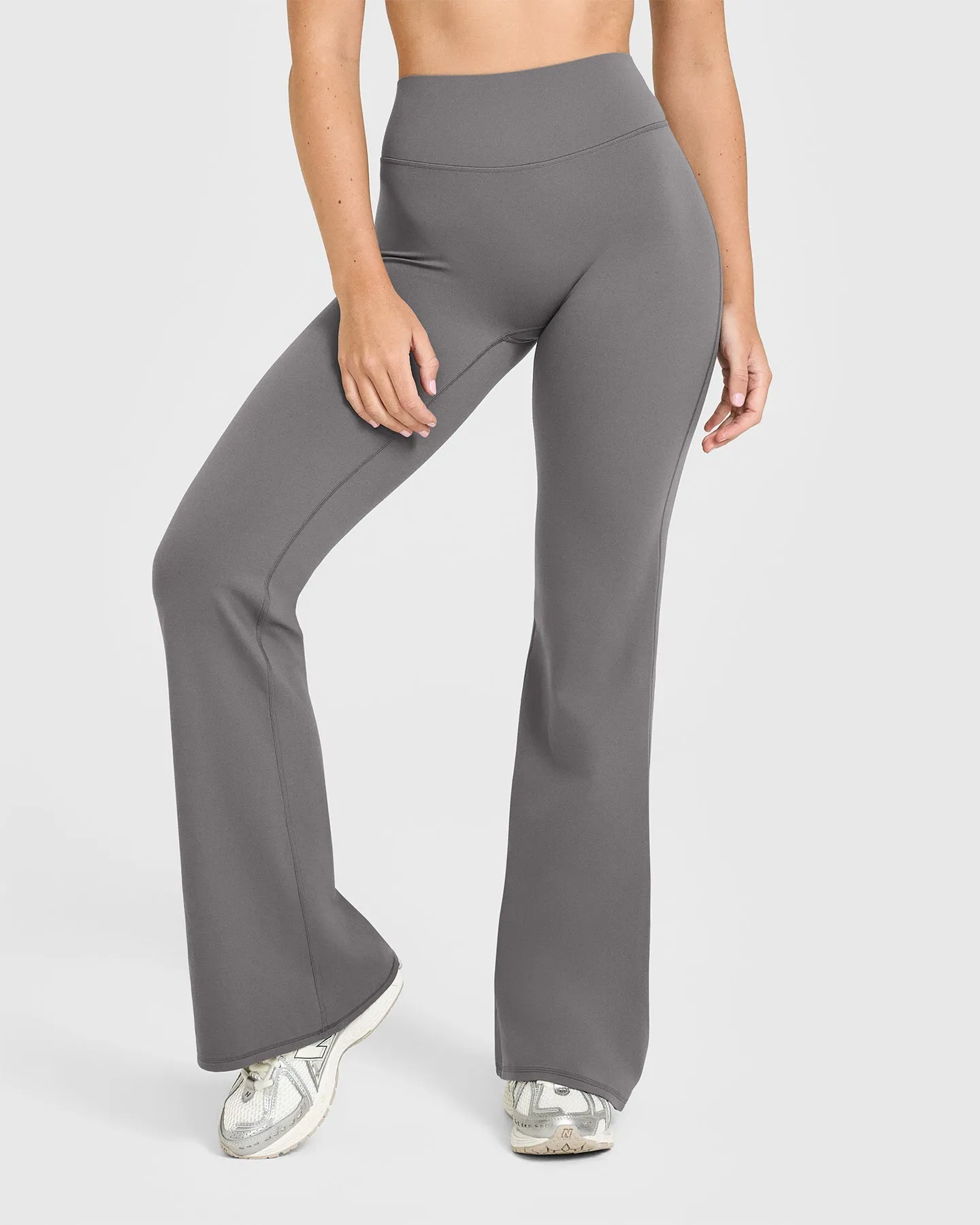 SoftMotion™ Flared Bottoms with White Logo | Ash Grey sold by Oner Active