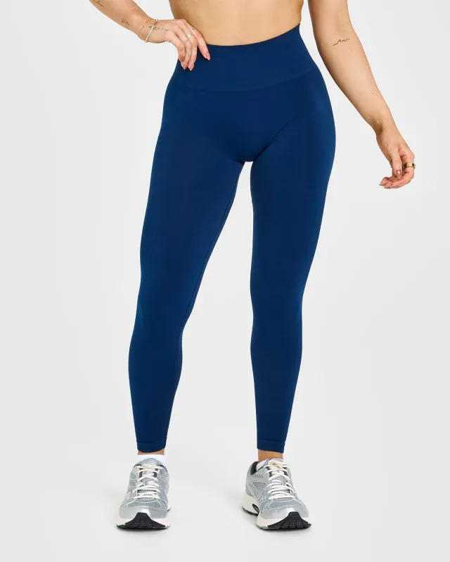 Effortless Seamless Leggings with White Logo | Midnight sold by Oner Active