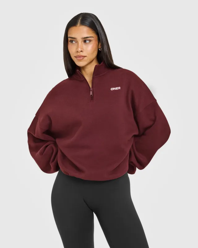 Mid Weight 1/4 Zip Sweatshirt | Rosewood sold by Oner Active