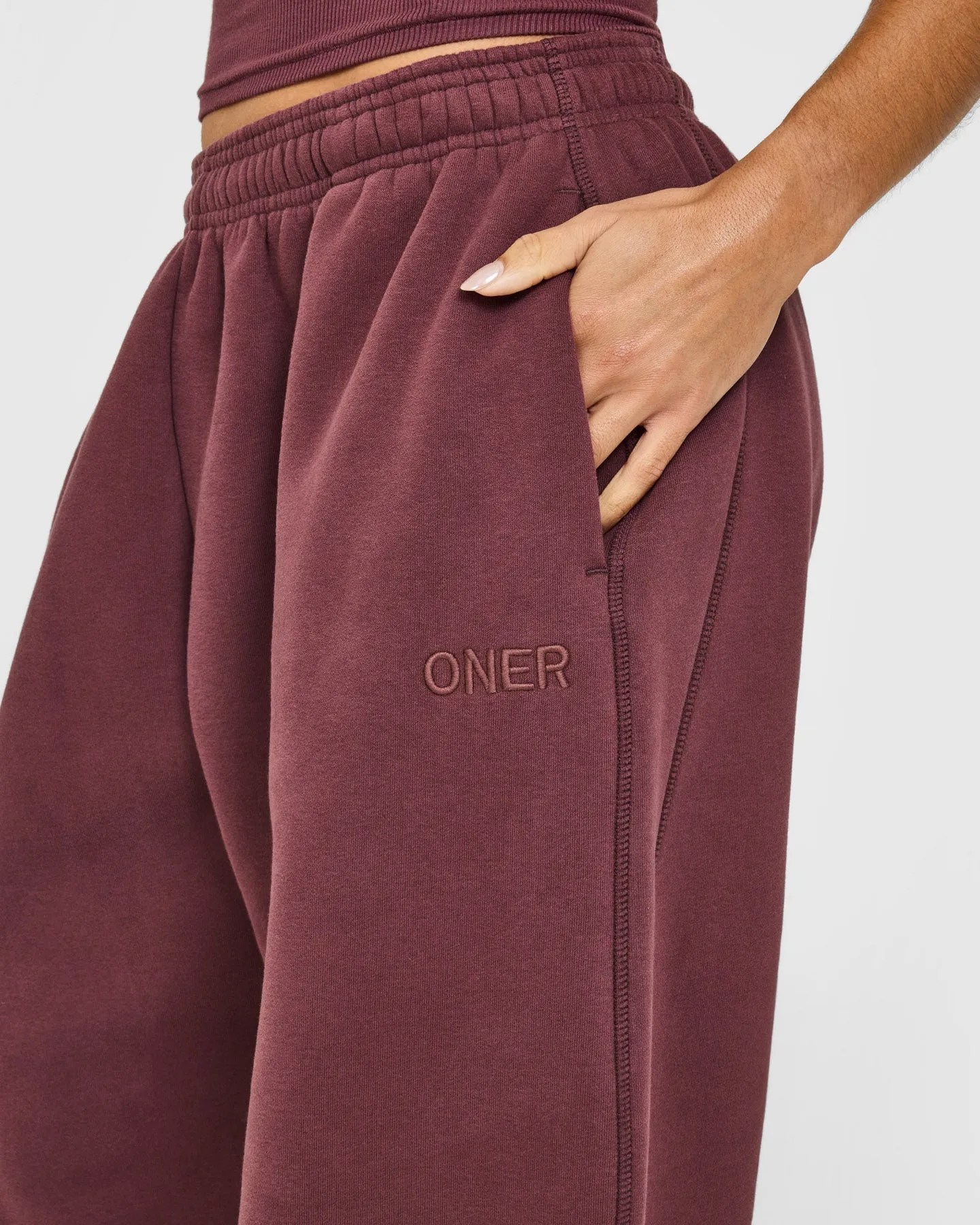 Foundations Oversized Cuffed Joggers with Oner Embroidery | Washed Velvet Mocha sold by Oner Active product image thumbnail 5