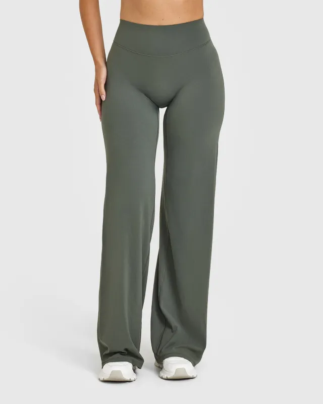 SoftMotion™ Straight Leg Bottoms with White Logo | Dark Khaki made by Oner Active