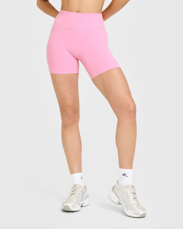 SoftMotion™ High Waisted Shorts 6" with White Logo | Rose Pink sold by Oner Active