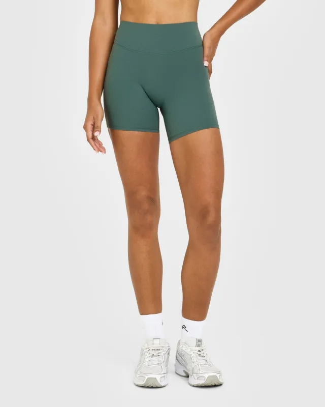 SoftMotion™ High Waisted Shorts 6" with White Logo | Iced Green sold by Oner Active