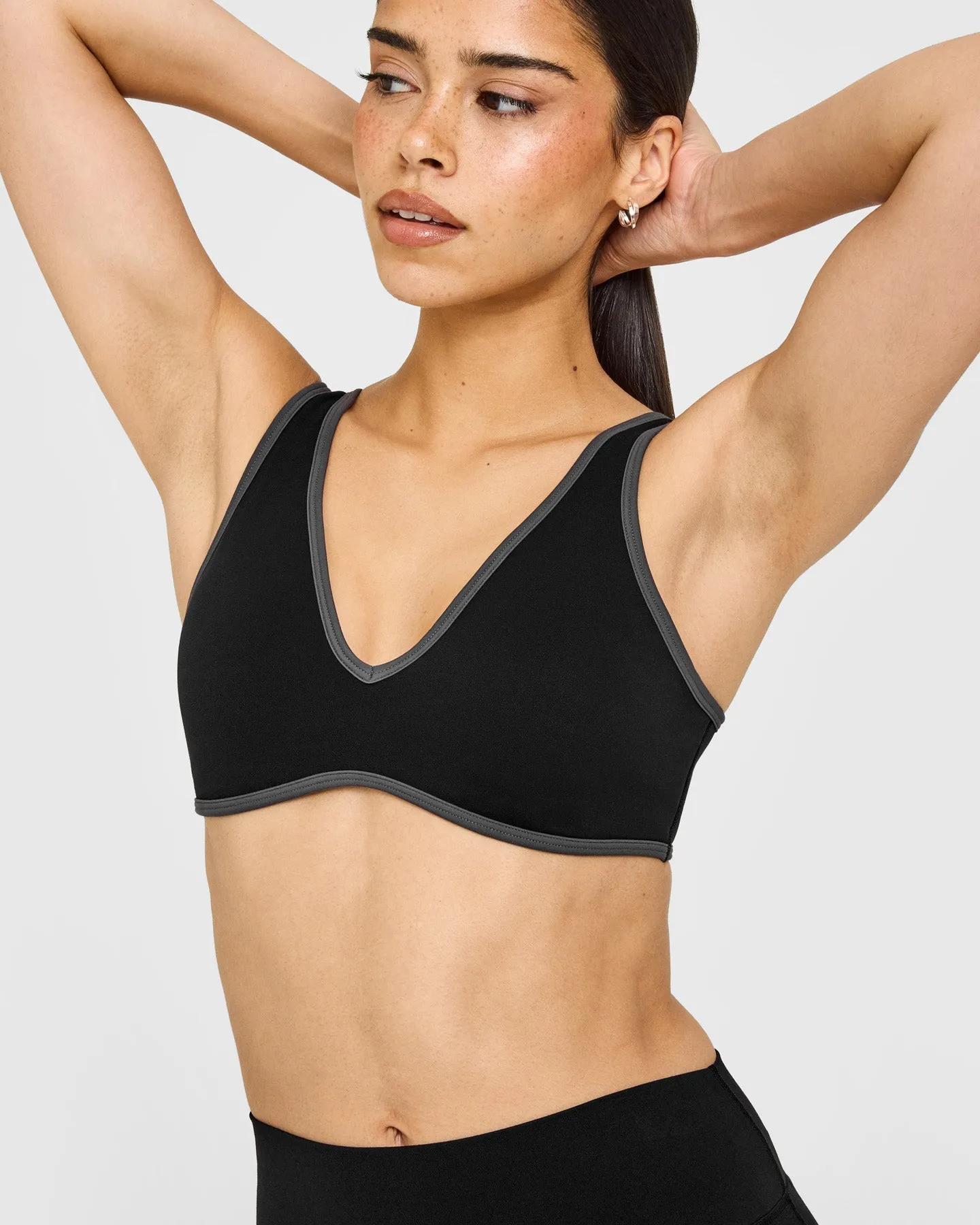 SoftMotion™ Contrast Scoop Back Bralette with White Logo | Black sold by Oner Active product image thumbnail 2