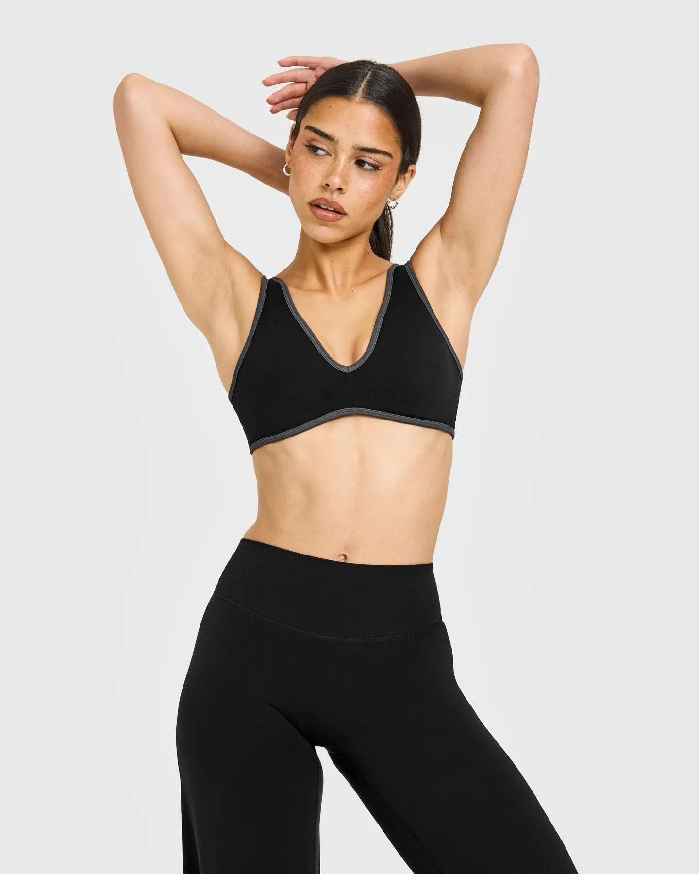 SoftMotion™ Contrast Scoop Back Bralette with White Logo | Black sold by Oner Active
