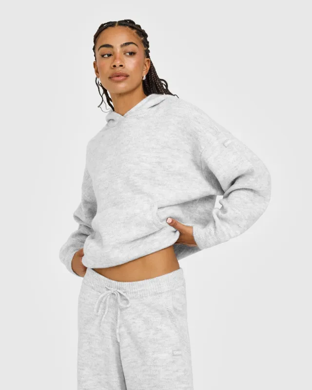 Oversized Knit Hoodie | Light Grey Marl made by Oner Active