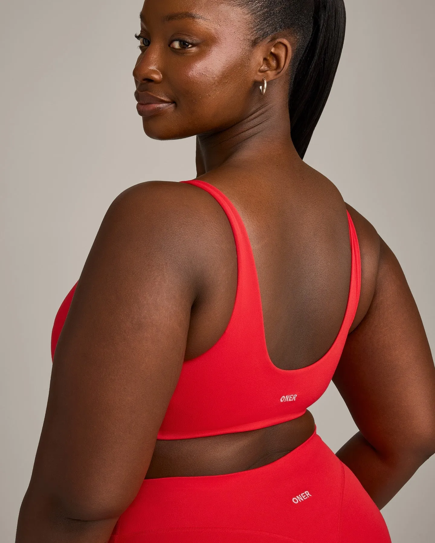 SoftMotion™ Scoop Back Bralette with Grey Logo | Fiery Red sold by Oner Active product image thumbnail 4