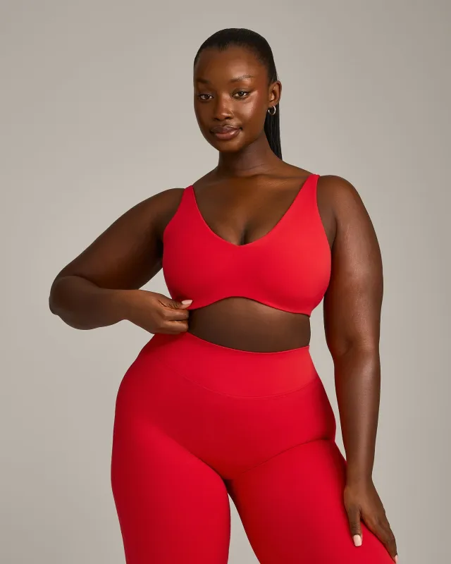 SoftMotion™ Scoop Back Bralette with Grey Logo | Fiery Red made by Oner Active