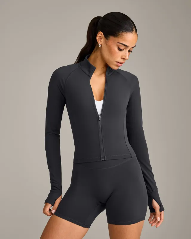 SoftMotion™ Mid Jacket with Grey Logo | Coal sold by Oner Active