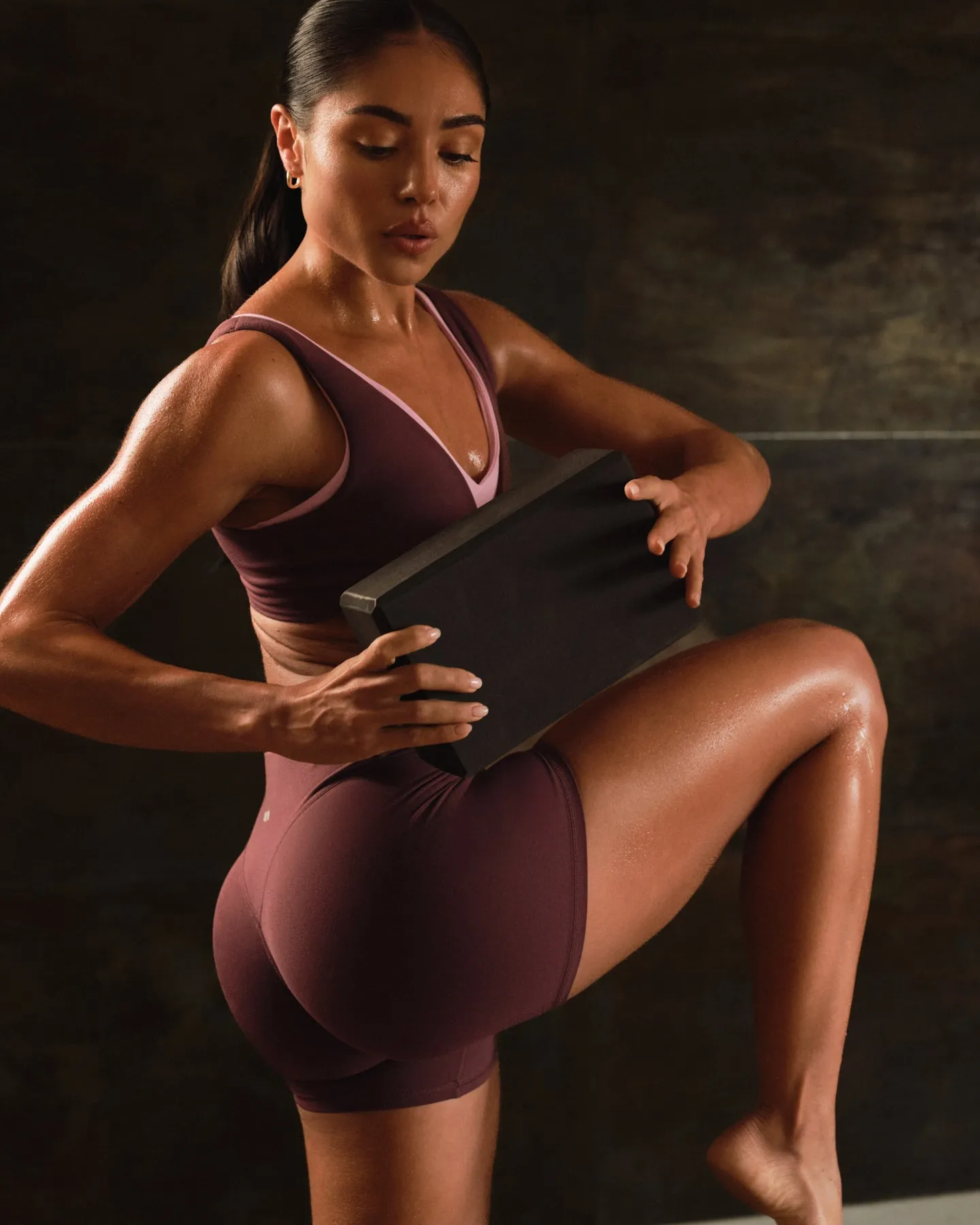 SoftMotion™ High Waisted Shorts 6" with Grey Logo | Velvet Mocha sold by Oner Active product image thumbnail 2
