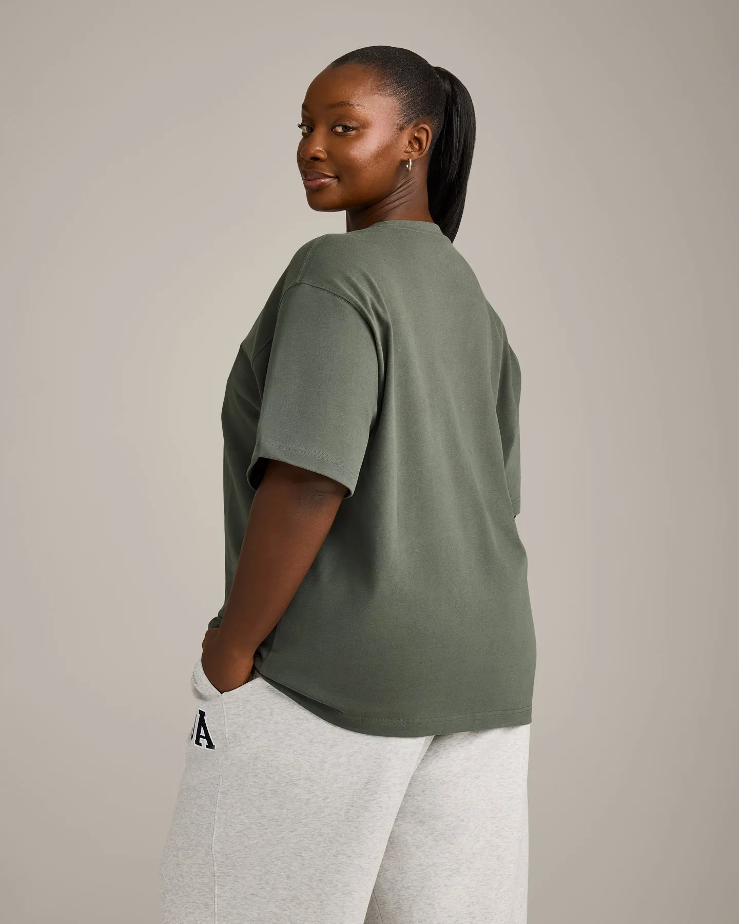 Oversized Oner Girlfriend Washed T-Shirt | Washed Dark Khaki sold by Oner Active product image thumbnail 4