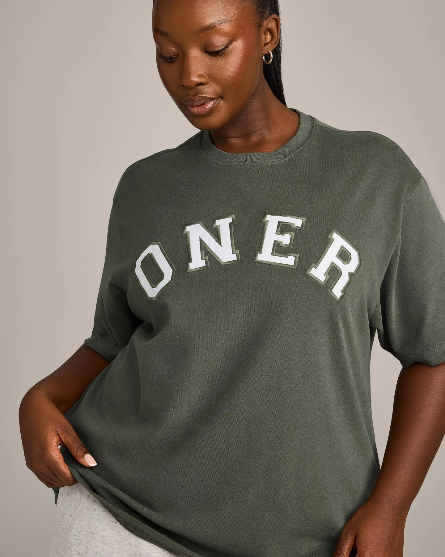 Oversized Oner Girlfriend Washed T-Shirt | Washed Dark Khaki sold by Oner Active product image thumbnail 3