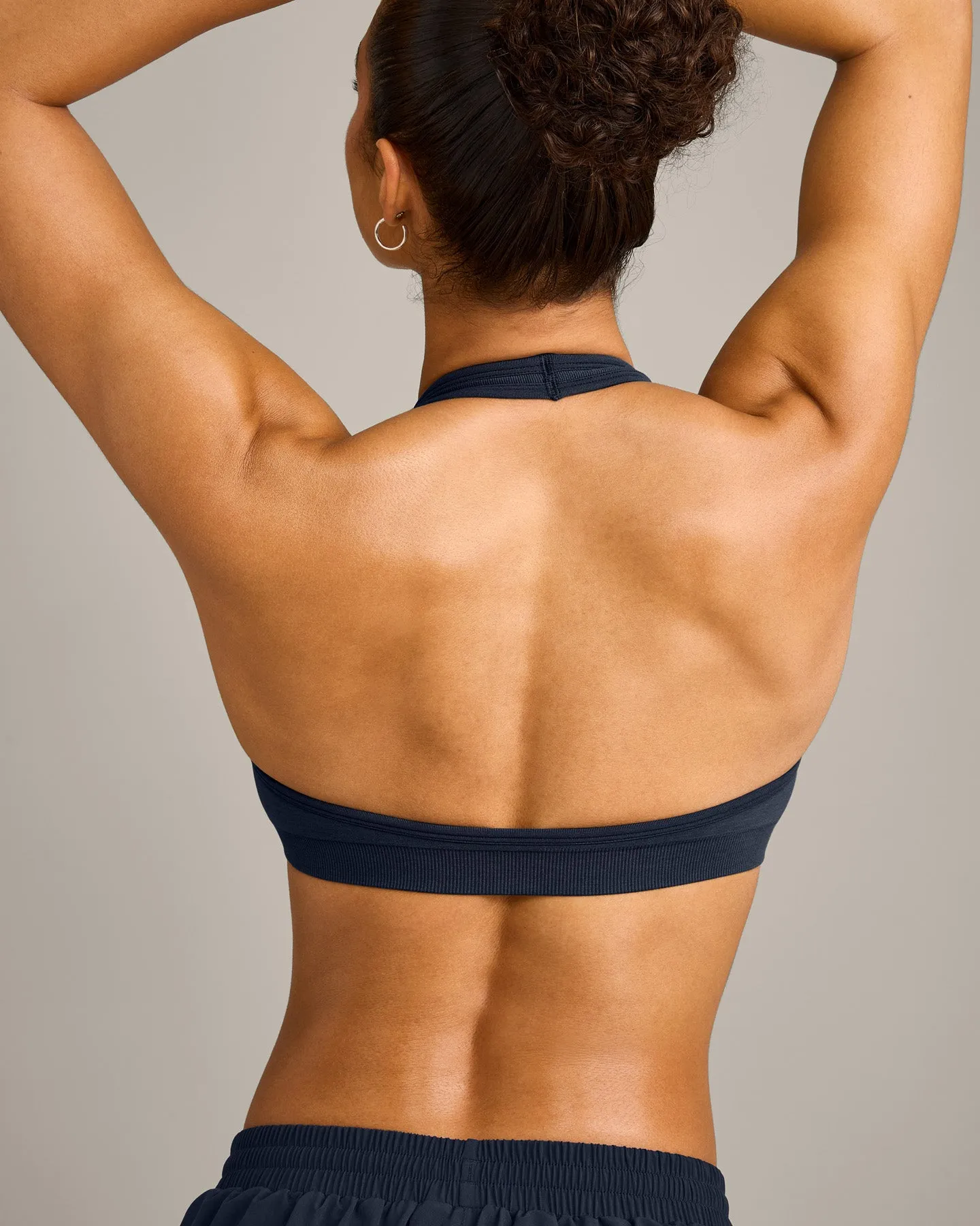 EffortlessLift™ Seamless Halter Neck Sports Bra with Grey Logo | True Blue sold by Oner Active product image thumbnail 4