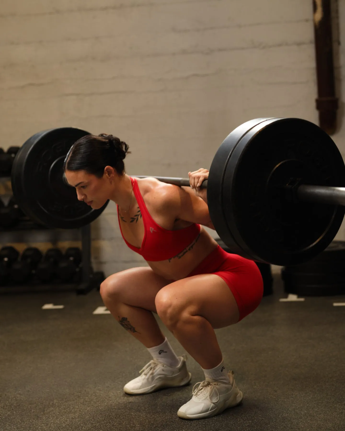 EffortlessLift™ Seamless Halter Neck Sports Bra with Grey Logo | Fiery Red sold by Oner Active product image thumbnail 2