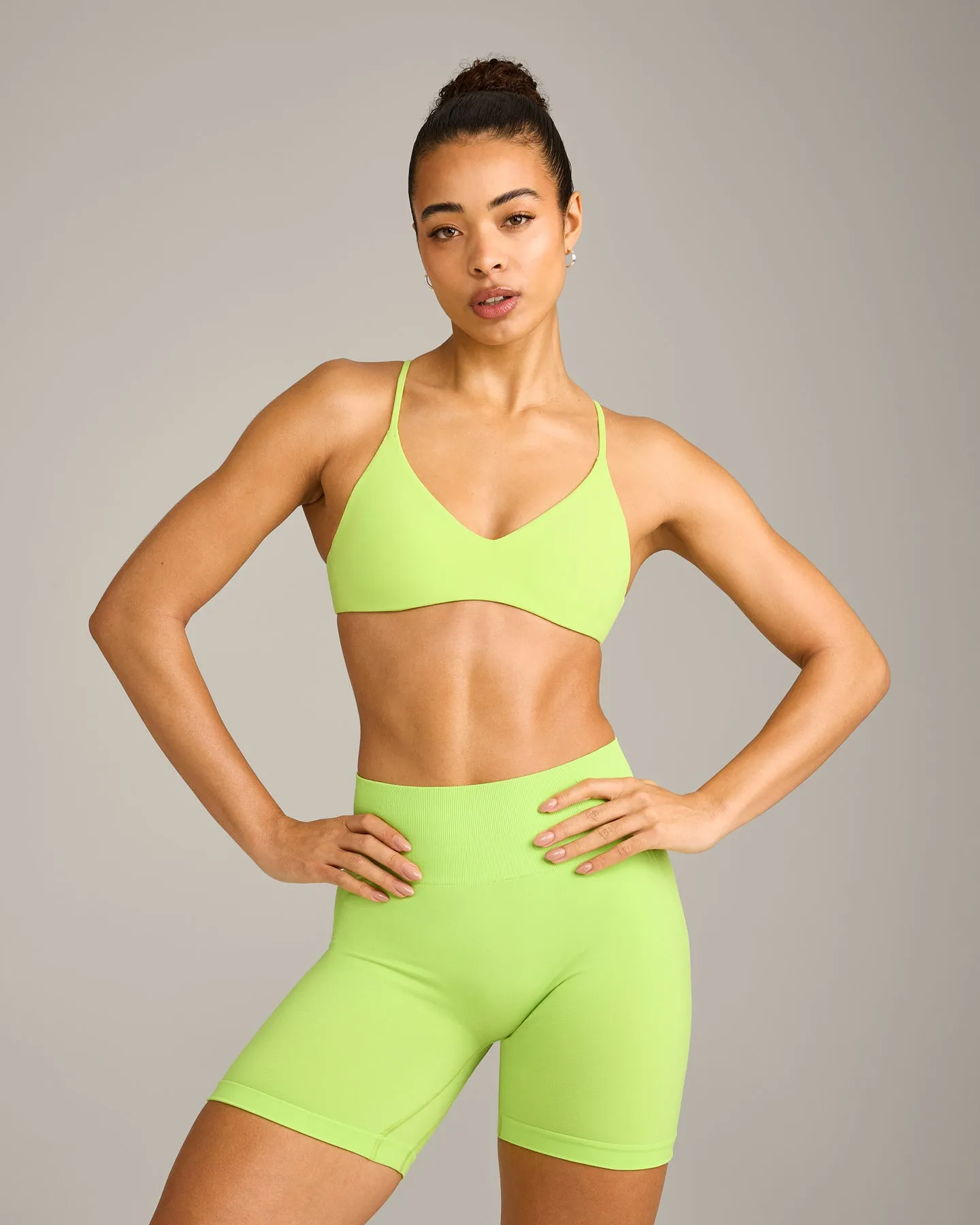 EasyLift™ Ultra Minimal Bralette with Grey Logo | Citrus Green sold by Oner Active