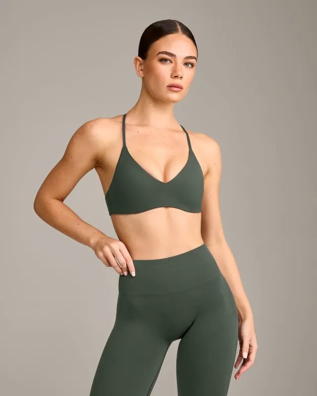 EasyLift™ Ultra Minimal Bralette with Grey Logo | Dark Khaki sold by Oner Active