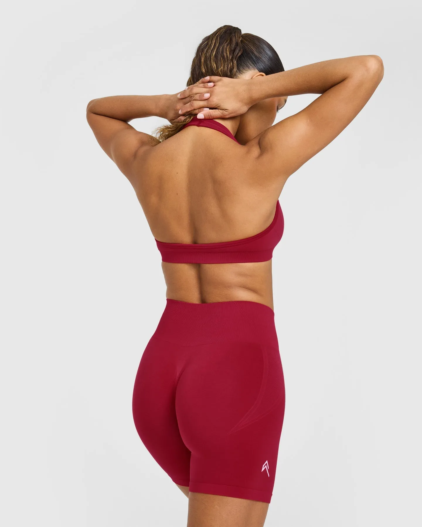 EffortlessLift™ Seamless Halter Neck Sports Bra with White Logo | Claret Red sold by Oner Active product image thumbnail 5