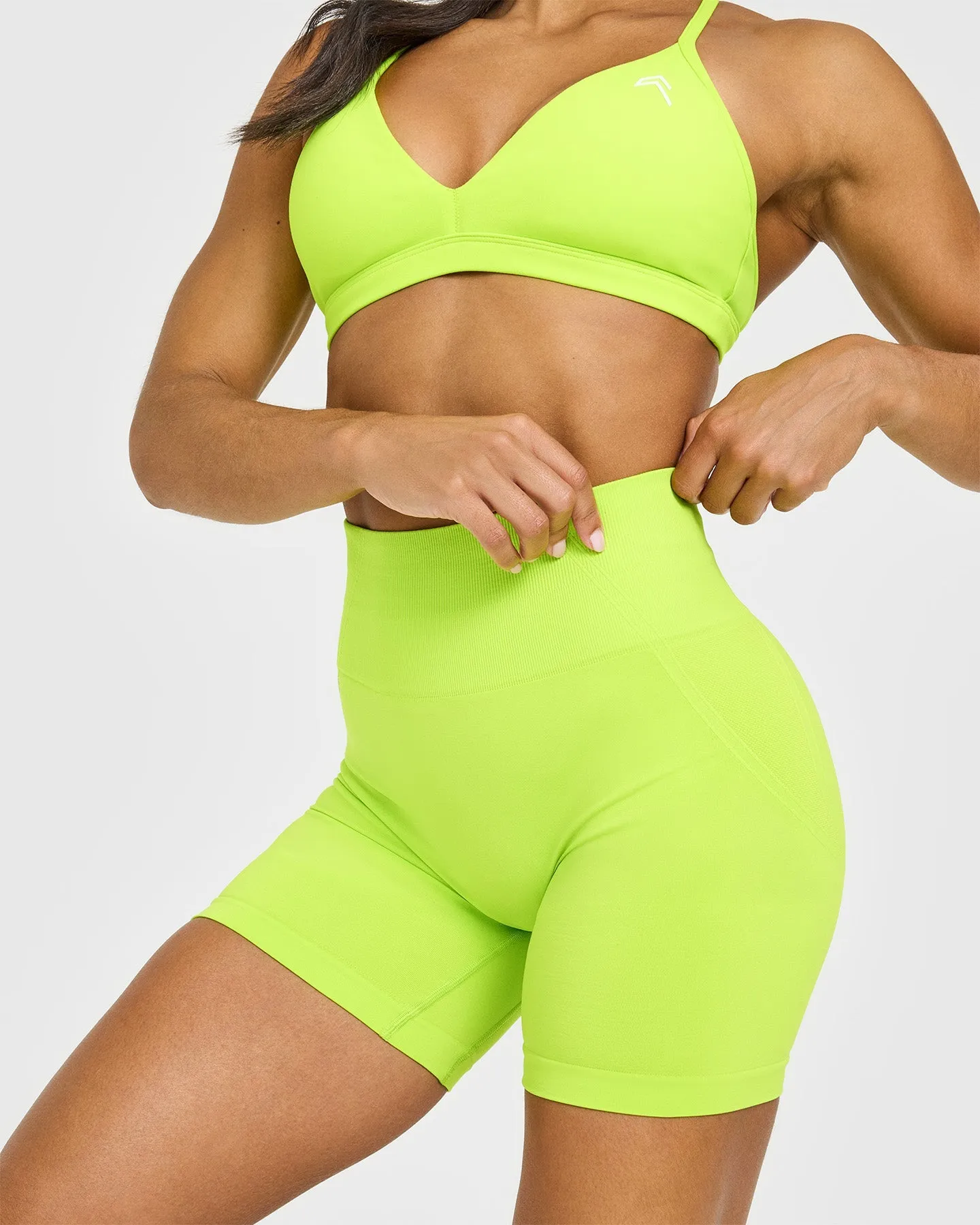 EffortlessLift™ Seamless Shorts with White Logo | Charged Lime Green sold by Oner Active product image thumbnail 5