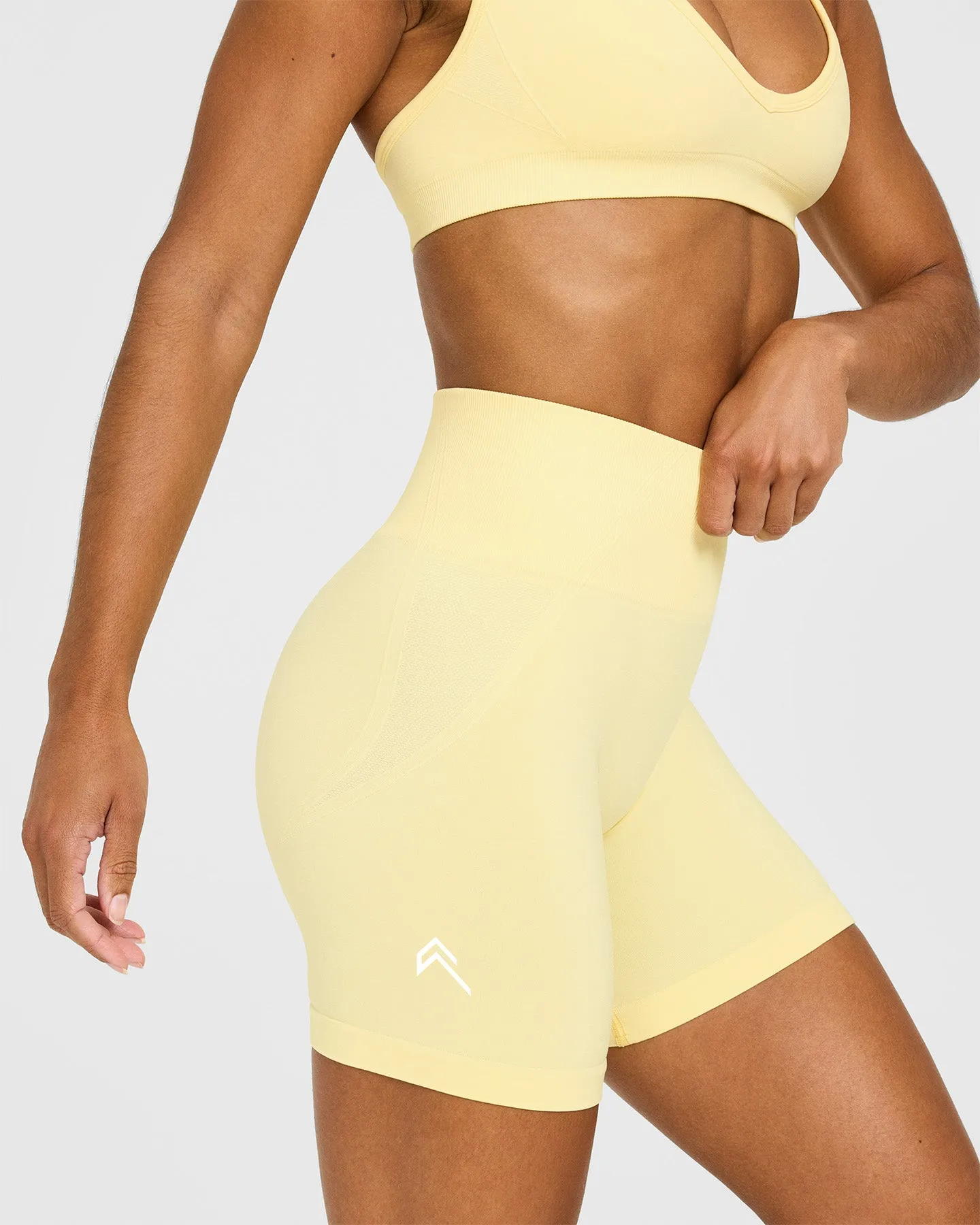 EffortlessLift™ Seamless Shorts with White Logo | Sherbert Yellow sold by Oner Active product image thumbnail 5