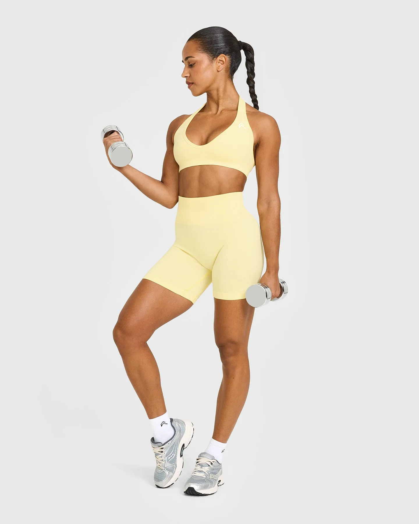 EffortlessLift™ Seamless Shorts with White Logo | Sherbert Yellow sold by Oner Active product image thumbnail 3