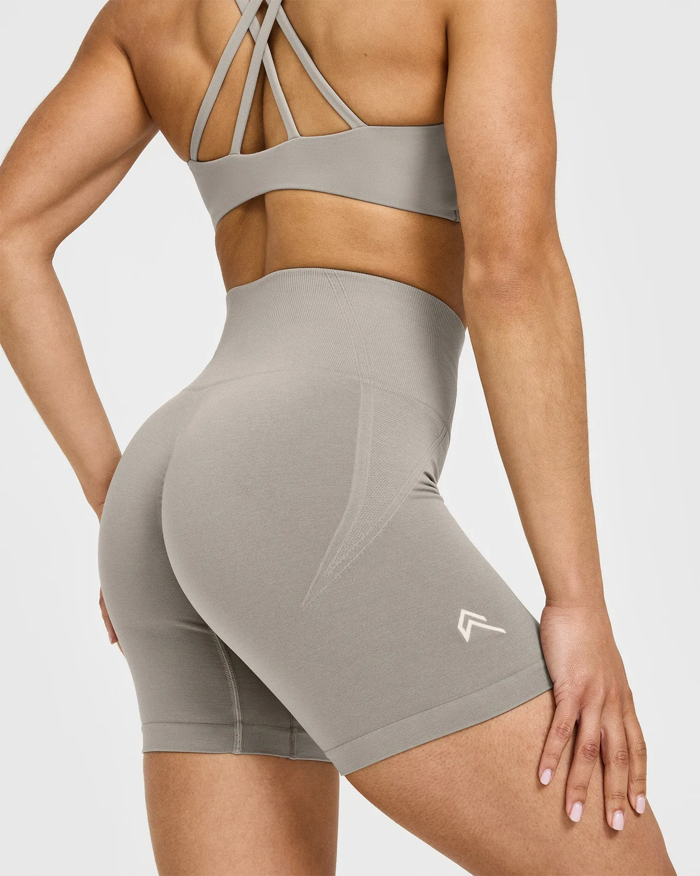EffortlessLift™ Seamless Shorts with White Logo | Warm Sand sold by Oner Active product image thumbnail 4