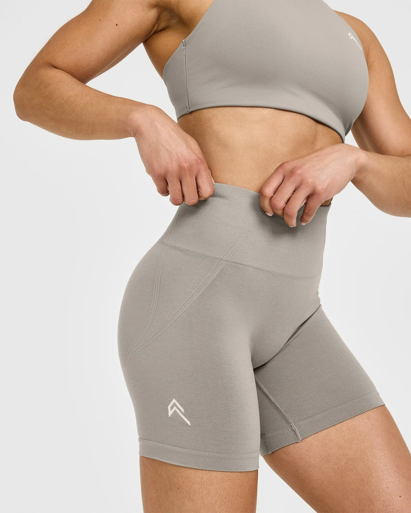 EffortlessLift™ Seamless Shorts with White Logo | Warm Sand sold by Oner Active product image thumbnail 5