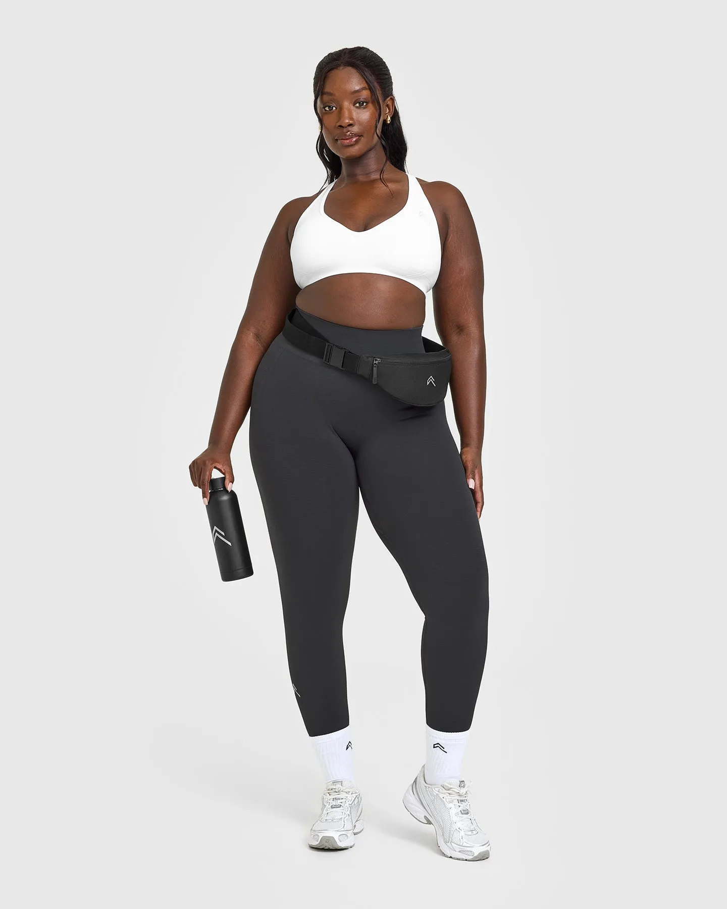 EffortlessLift™ Seamless Racer Back Sports Bra with White Logo | White sold by Oner Active product image thumbnail 2