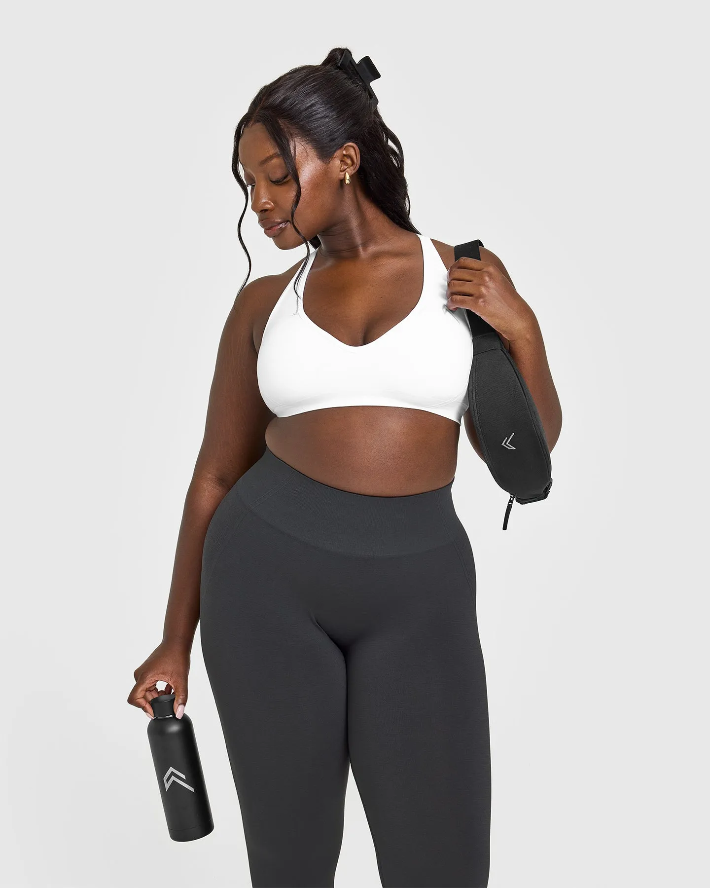 EffortlessLift™ Seamless Racer Back Sports Bra with White Logo | White sold by Oner Active product image thumbnail 3