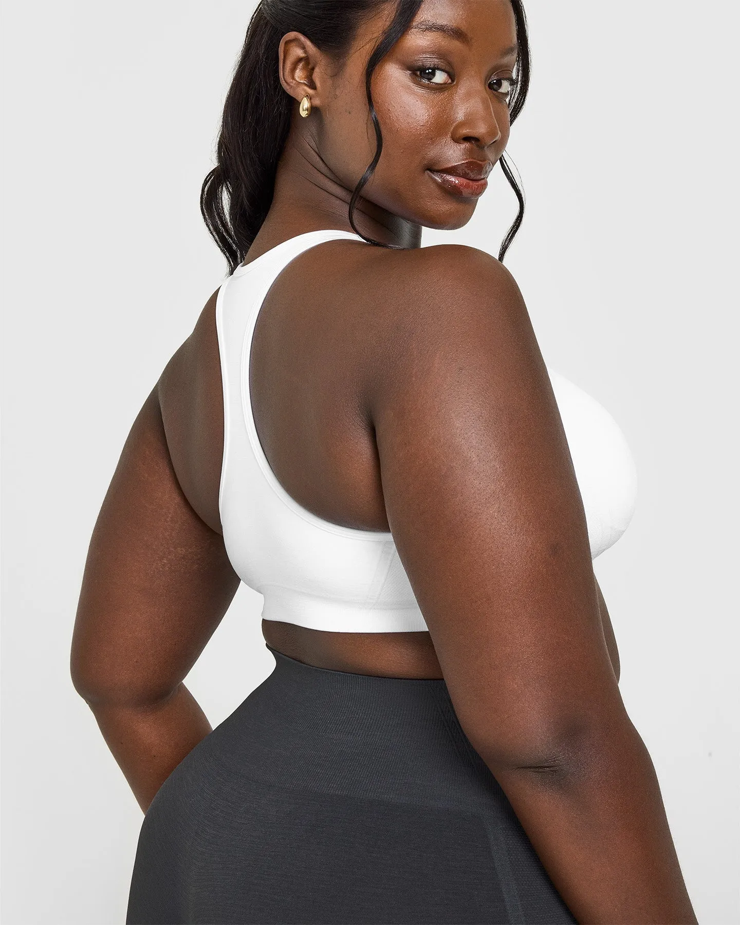 EffortlessLift™ Seamless Racer Back Sports Bra with White Logo | White sold by Oner Active product image thumbnail 5