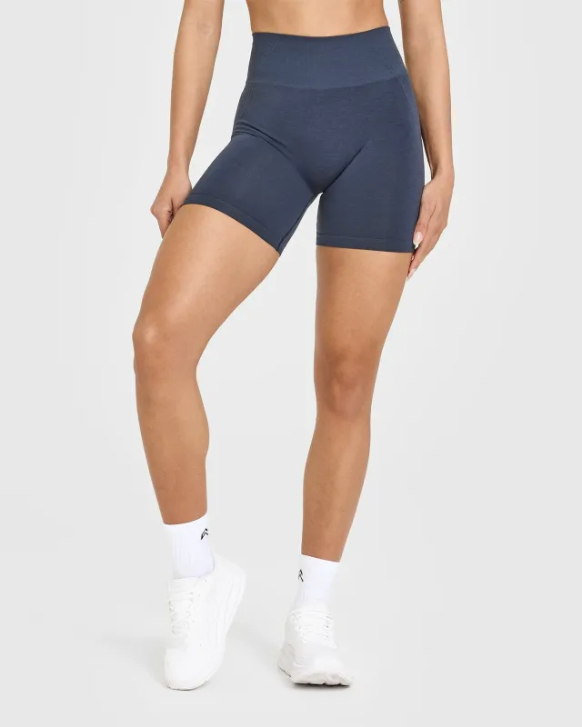 EffortlessLift™ Seamless Shorts with White Logo | True Blue made by Oner Active